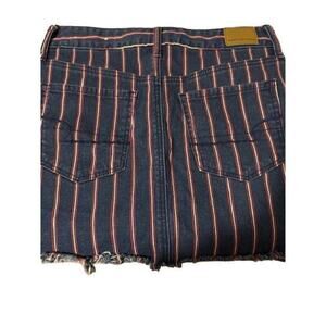 AMERICAN EAGLE Red & White Striped Blue denim skirt size‎ 6